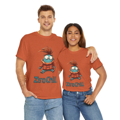 Zero Chill Funny Cartoon Character Tee, Quirky Cute Monster Shirt, Chill Vibes Humor Gift, Fun Cartoon T-Shirt, Chill Vibe Shirt