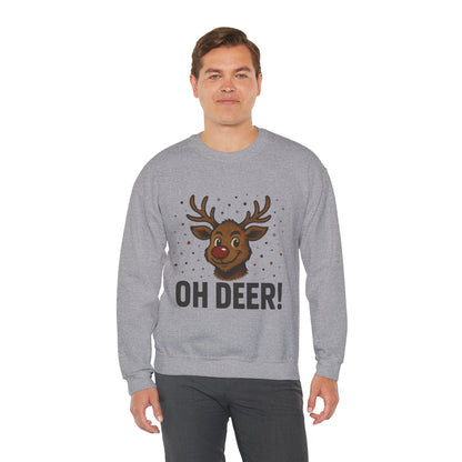 Men's Oh Deer Funny Christmas Sweatshirt, Reindeer Holiday Pullover