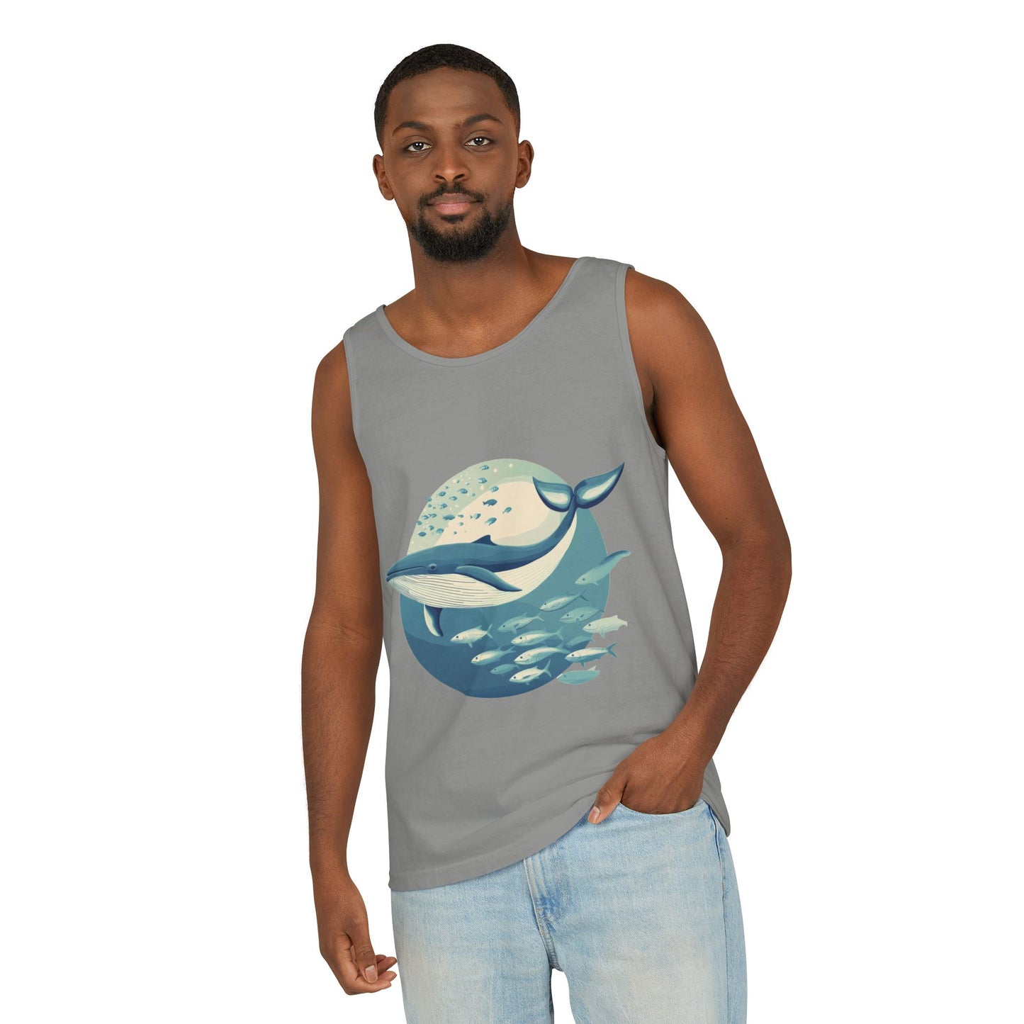 Ocean-Inspired Unisex Tank Top, Whale Design Shirt, Summer Casual Wear, Beach Vibes Gift, Eco-Friendly Fashion