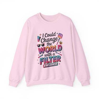 Womens Heavy Blend™ Crewneck Sweatshirt, Womens Influencer Sweatshirt, Funny Social Media Pullover, Cute Trendy Graphic Top