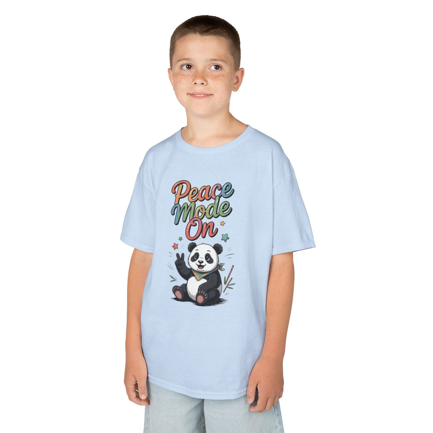 Peace Mode On Kids Tee, Cute Panda Shirt, Fun Gift for Children, Peace-Themed Apparel, Perfect for Birthdays, Casual Wear