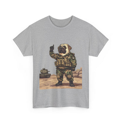 Cute Army Bulldog Tee, Funny Dog Army Pug Men's Heavy Cotton Tee, Pet Lovers Gift, Military Humor Clothing, Dog Dad T-Shirt