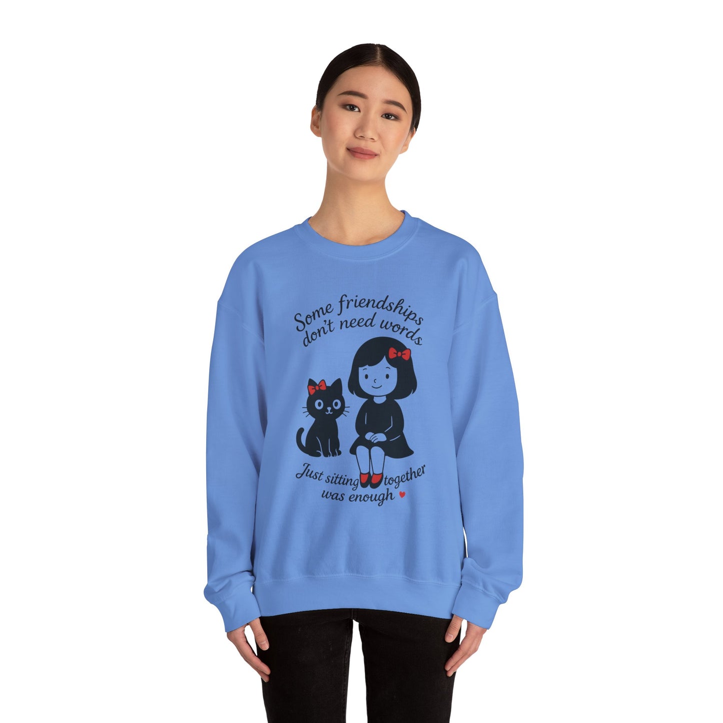 Friendship Womens Sweatshirt - Cozy Womens Crewneck with Cute Cat Design, Perfect Gift for Cat Lovers, Friendship Day, Casual Wear
