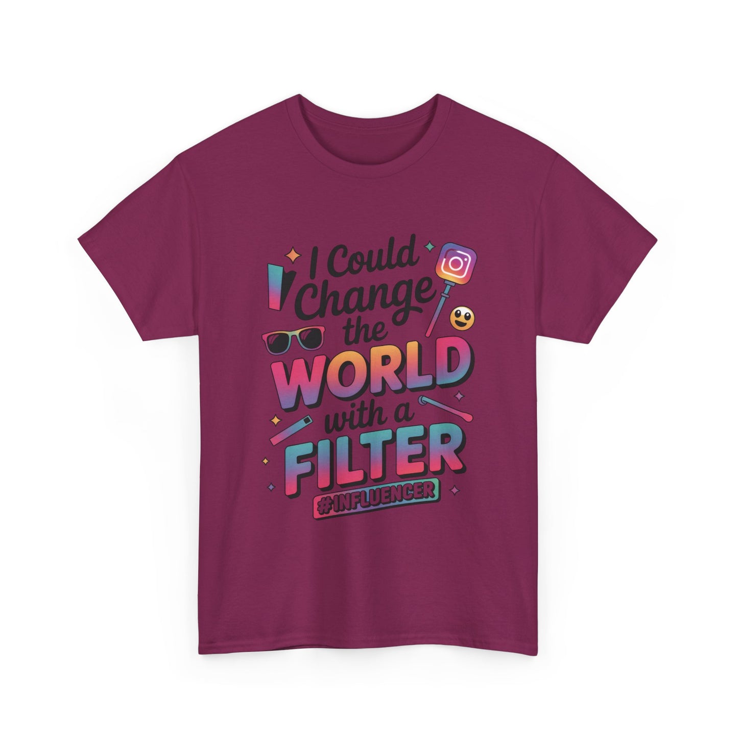 Womens Heavy Cotton Tee, Womens Influencer T-Shirt, Funny Social Media Graphic Tee, Cute Trendy Top