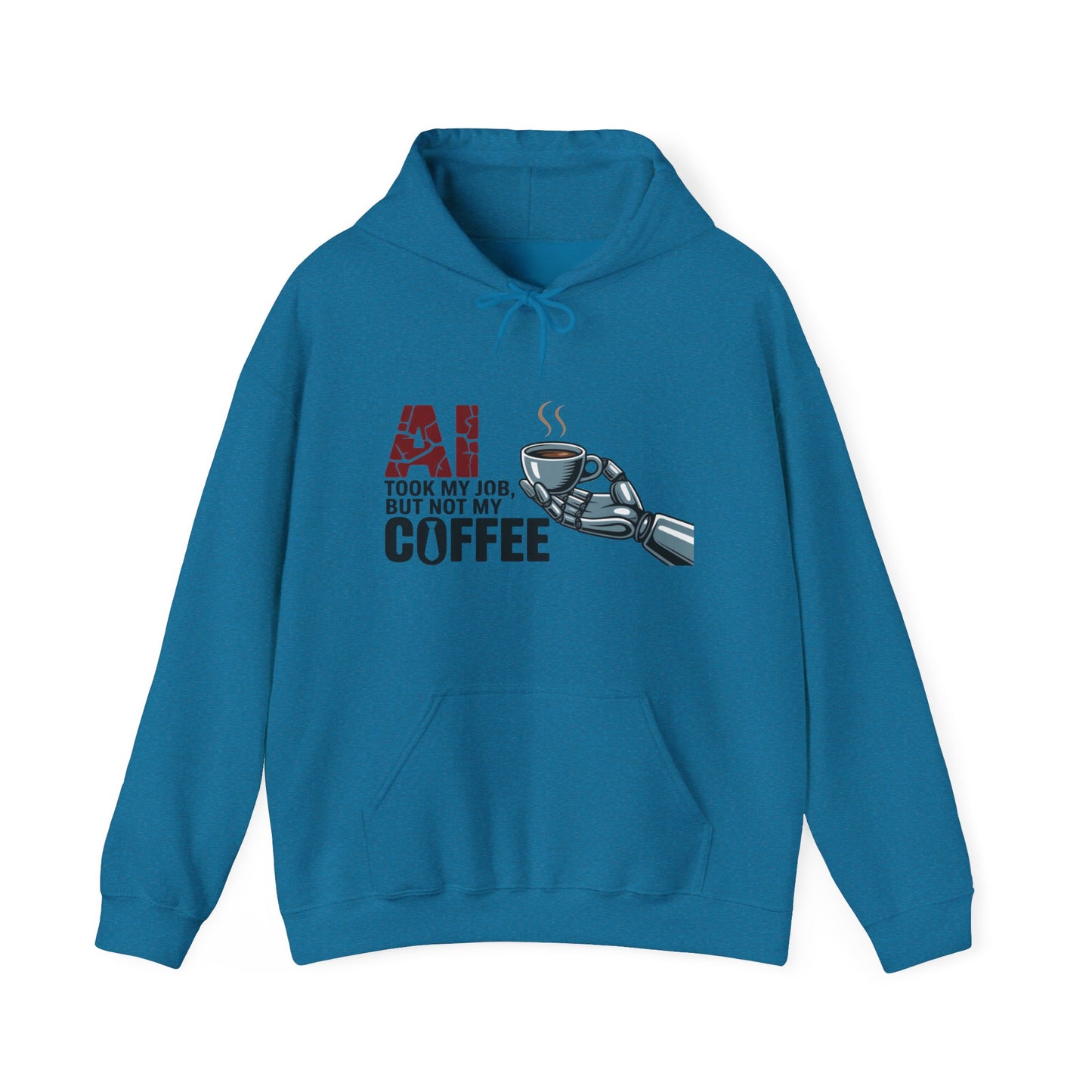 AI Coffee Hoodie, Funny Robot Humor Pullover, Geek Job Joke Sweatshirt Gift, Men's Heavy Blend™ Hooded Sweatshirt, Sarcastic Work Shirt