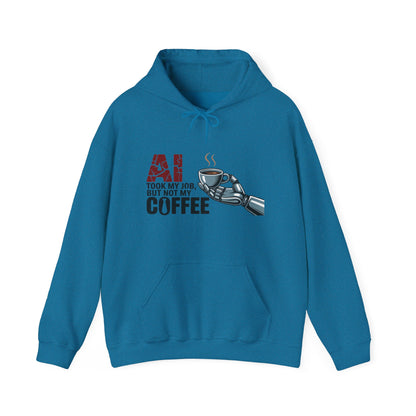 AI Coffee Hoodie, Funny Robot Humor Pullover, Geek Job Joke Sweatshirt Gift, Men's Heavy Blend™ Hooded Sweatshirt, Sarcastic Work Shirt