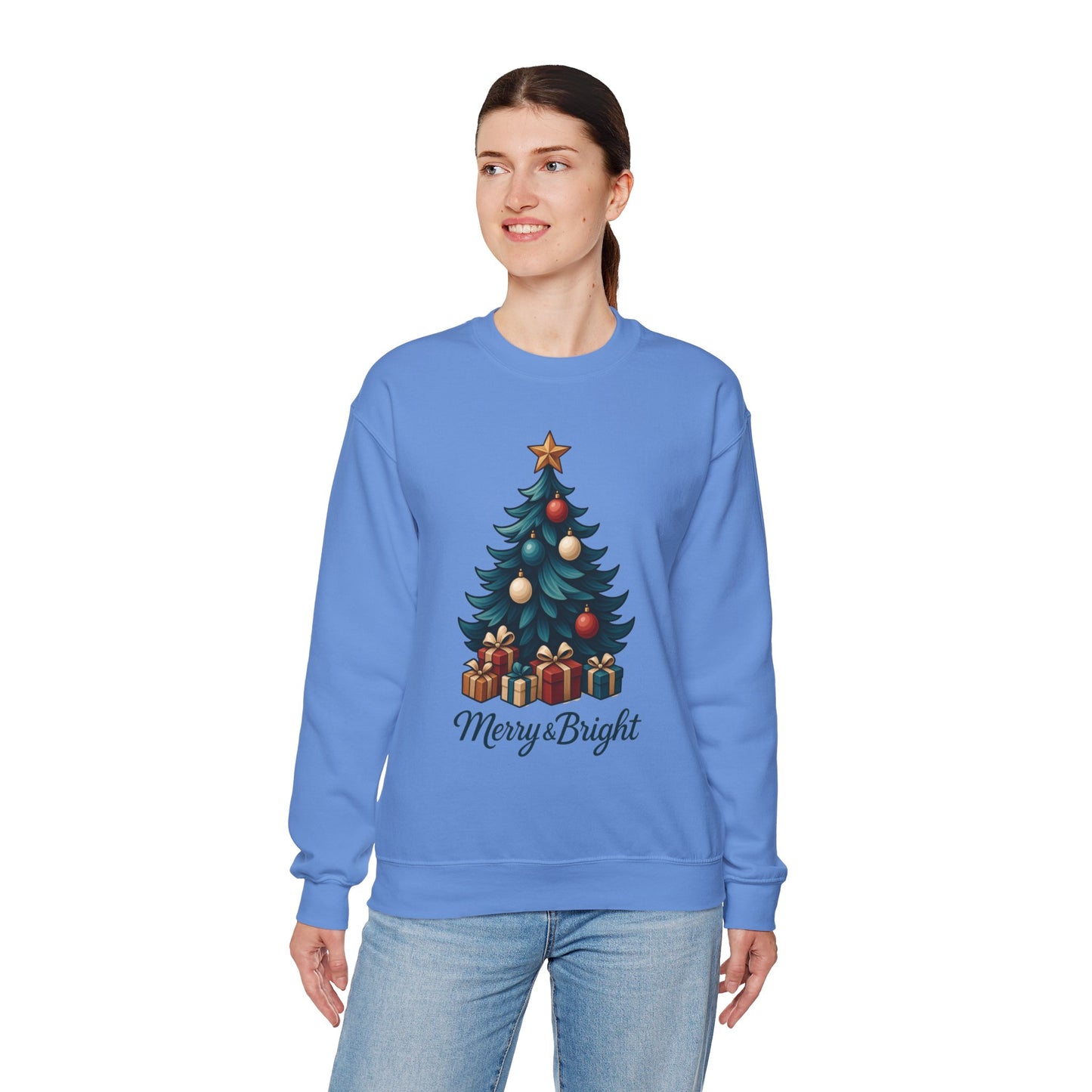 Merry Bright Christmas Sweatshirt, Cozy Holiday Pullover