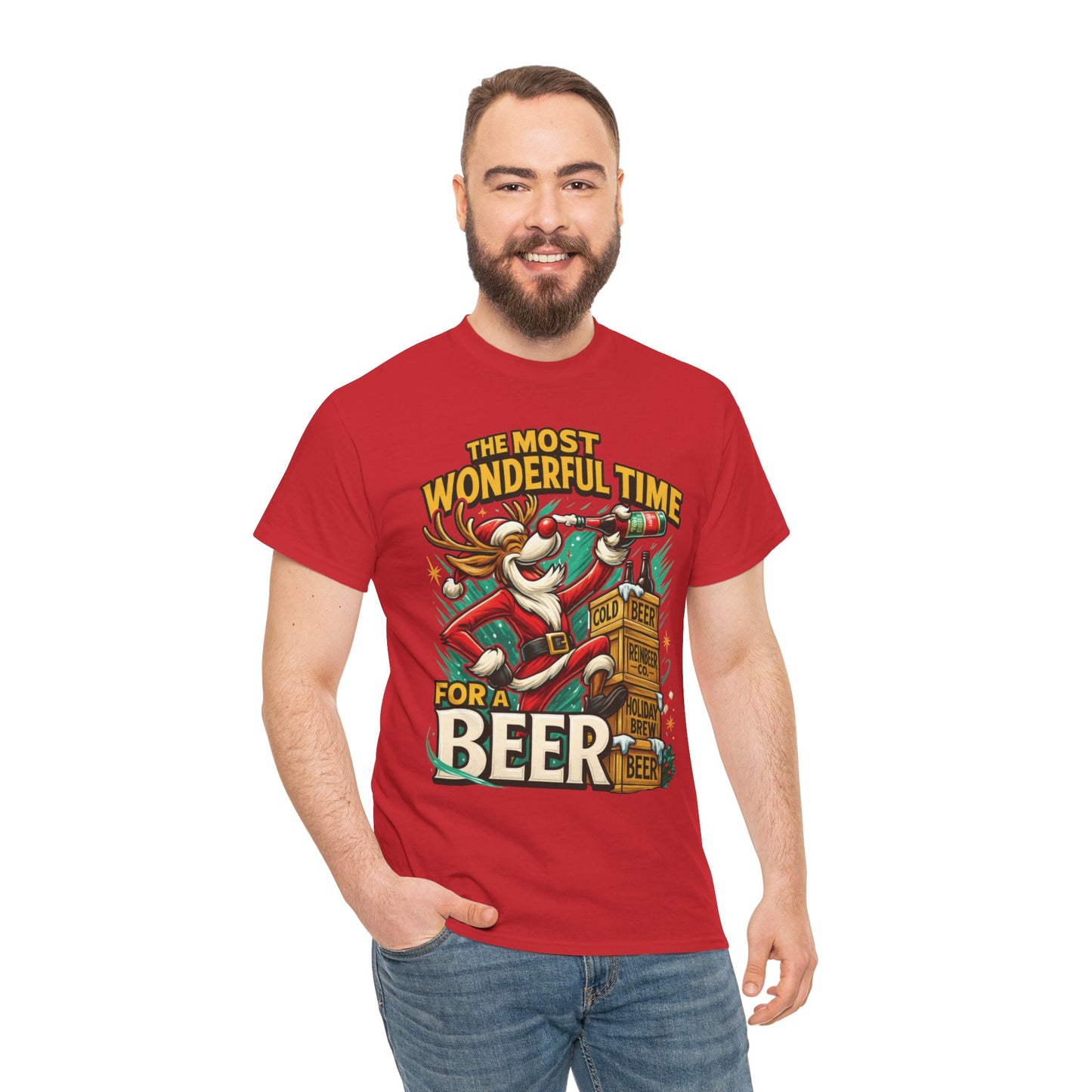 Funny Christmas Beer T-Shirt for Men, The Most Wonderful Time for a Beer