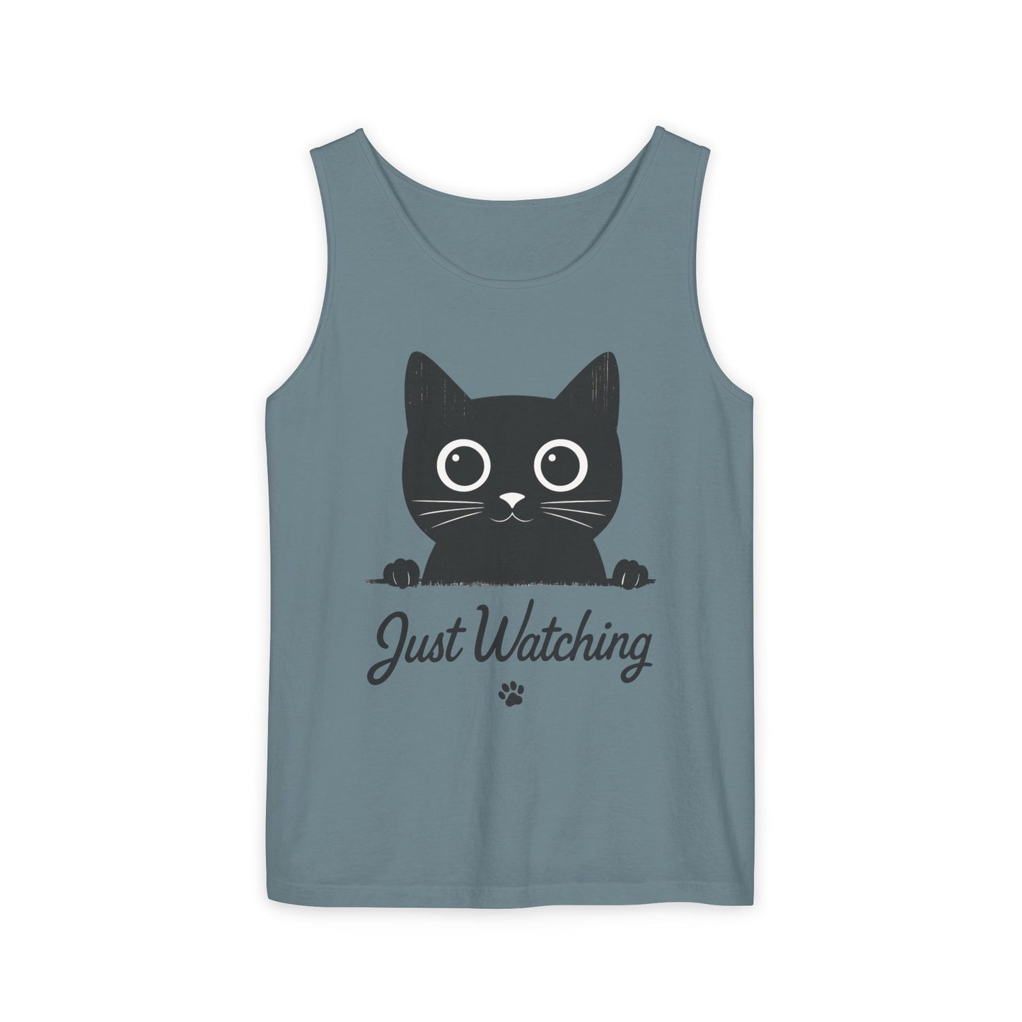 Just Watching Cat Womens Tank Top - Cute Black Kitty Sleeveless Shirt - Funny Summer Cat Lover Gift, Summer Beach Wear, Pet Themed Apparel