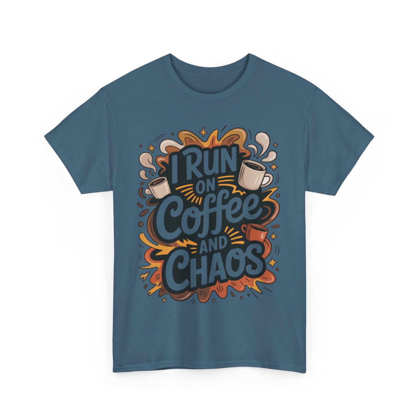 Funny Mens Coffee T-Shirt, I Run on Coffee and Chaos, Caffeinated Chaos Tee for Him, Perfect for Coffee Lovers, , Humor Tee