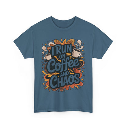 Funny Mens Coffee T-Shirt, I Run on Coffee and Chaos, Caffeinated Chaos Tee for Him, Perfect for Coffee Lovers, , Humor Tee