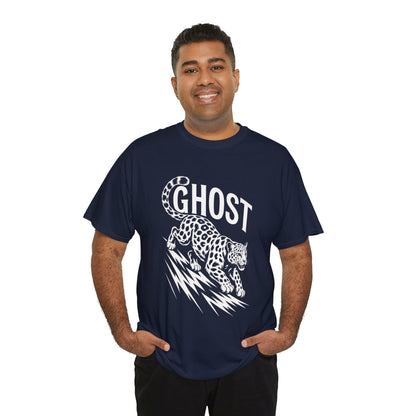 Ghost Leopard Graphic Tee, Mens T-Shirt, Casual Wear, Animal Print Top, Gift for Cat Lovers, Halloween Outfit