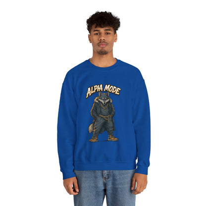 Alpha Mode Wolf Crewneck Sweatshirt, Mens Streetwear Pullover, Hip Hop Savage Wolf Sweater, Alpha Male Graphic Crewneck, Urban Wolf Gift