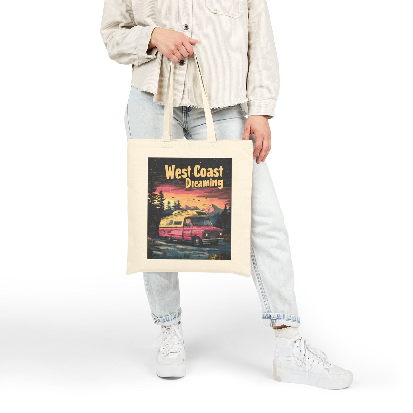 West Coast Dreaming Tote Bag, Eco-Friendly Cotton Bag, Beach Bag, Travel Tote, Gift for Adventure Lovers