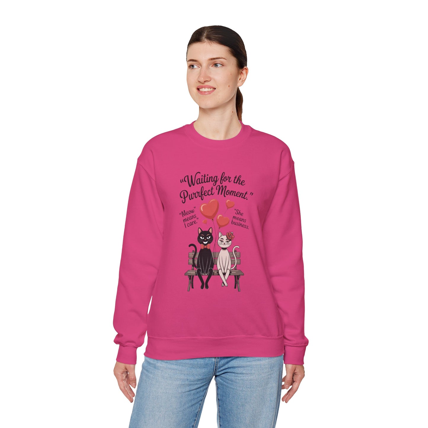 Cute Cat Lovers Womens Sweatshirt, Cozy Gift for Pet Owners, Perfect for Valentine's Day, Animal Lover Apparel, Relaxed Love Sweatshirt
