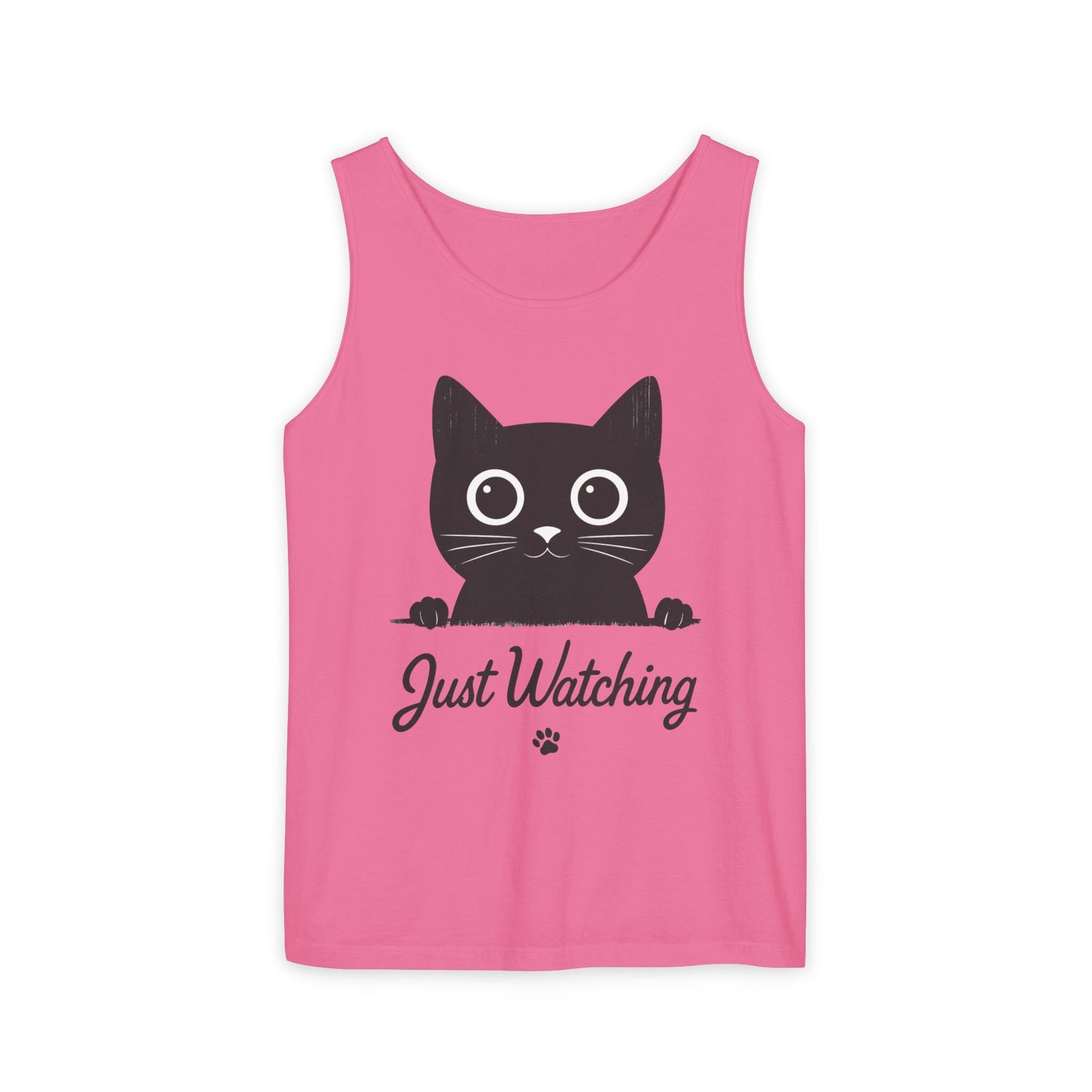 Just Watching Cat Womens Tank Top - Cute Black Kitty Sleeveless Shirt - Funny Summer Cat Lover Gift, Summer Beach Wear, Pet Themed Apparel