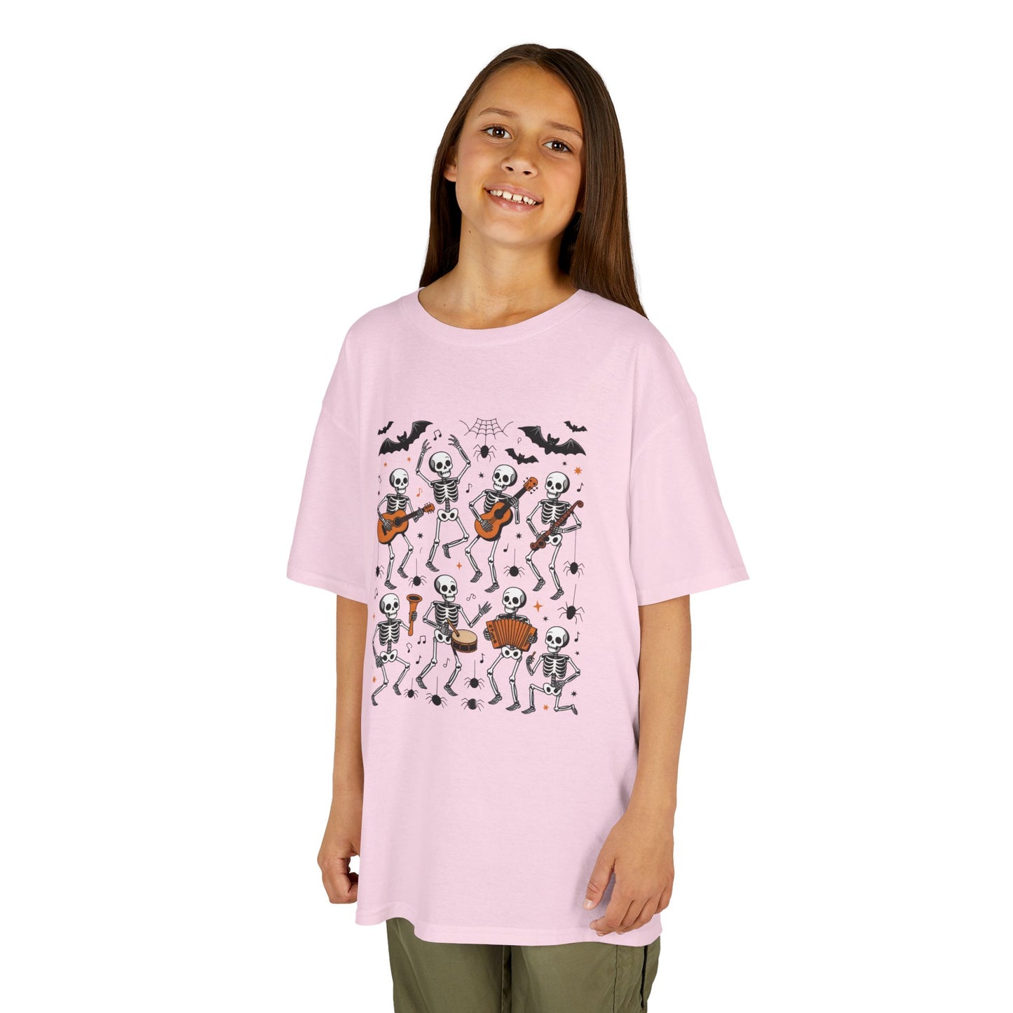Cute Dancing Skeleton Halloween T-Shirt for Girls Boys, Funny Spooky Band Tee, Kids Halloween Party Top, Cute Fall Outfit Gift