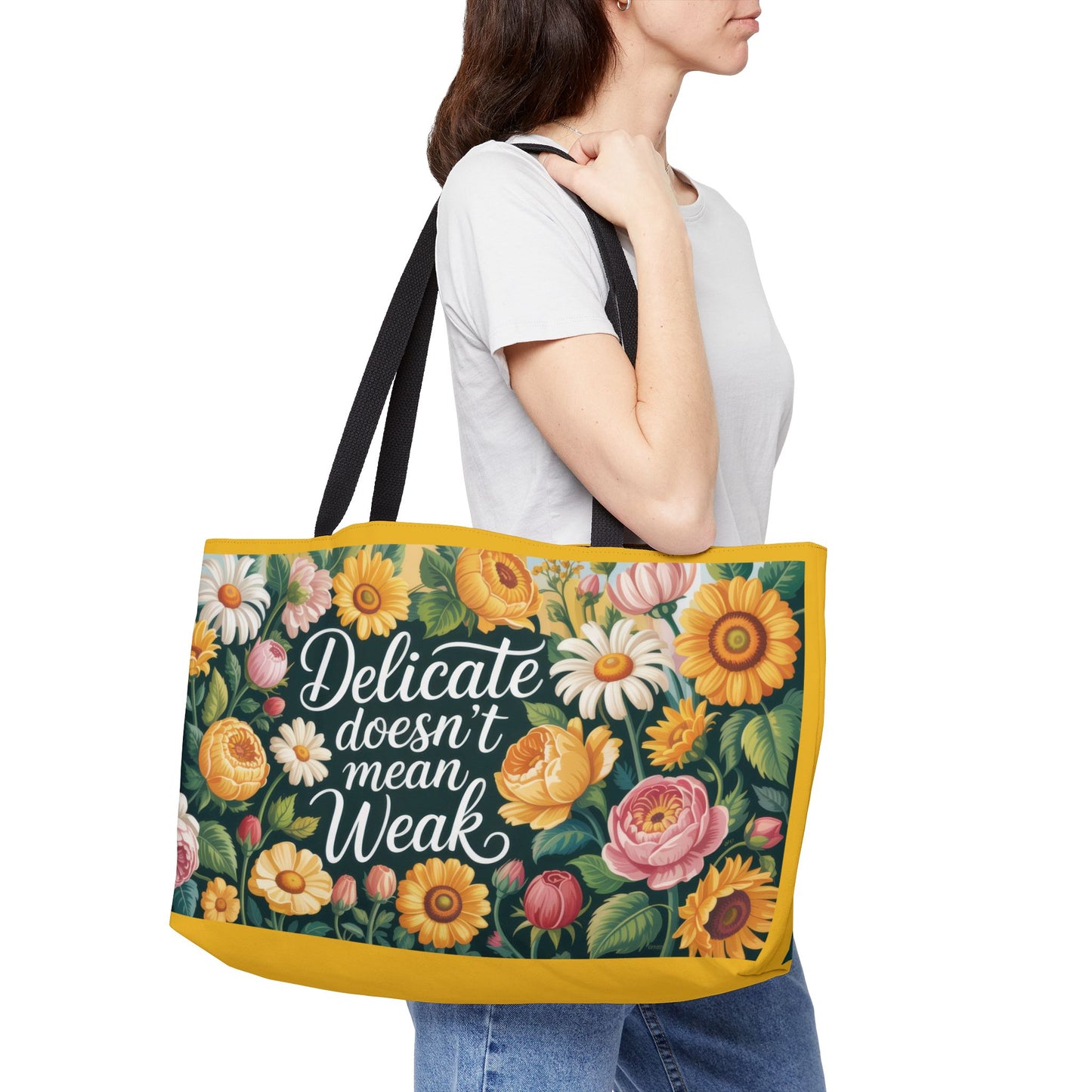 Floral Empowerment Weekender Tote Bag, Inspirational Travel Bag, Motivational Gift, Beach Bag, Gym Tote, Floral Print Carryall