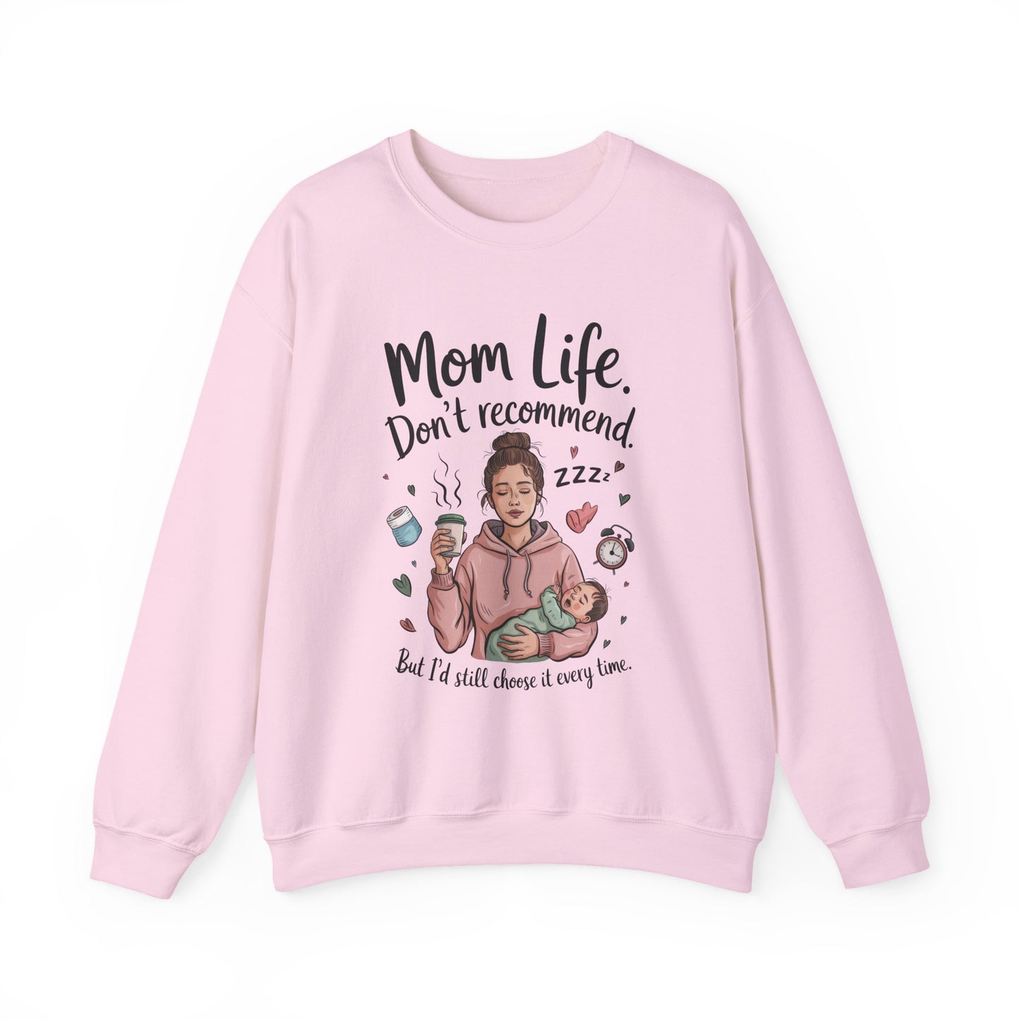 Mom Life Crewneck Sweatshirt, New Mom Gift, Cozy Everyday Wear, Funny Parent Apparel, Tired Mama Humor Tee