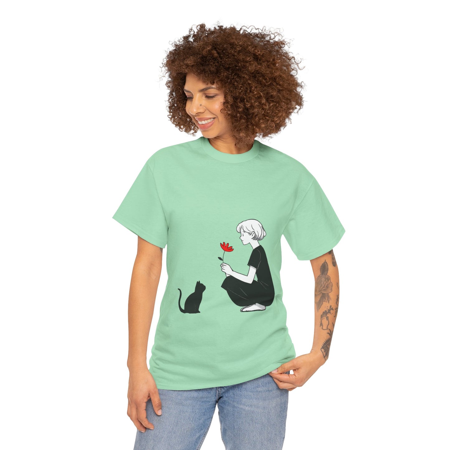 Cat Lover's Heavy Cotton Tee, Cute Cat Shirt, Pet Owner Gift, Animal Lover Apparel, Birthday Gift for Her, Women's Cotton T-Shirt, Cat Lover