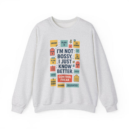 Funny Mens Control Freak Sweatshirt, Sarcastic Crewneck Gift for Him, Perfect Gift for Bossy Friends