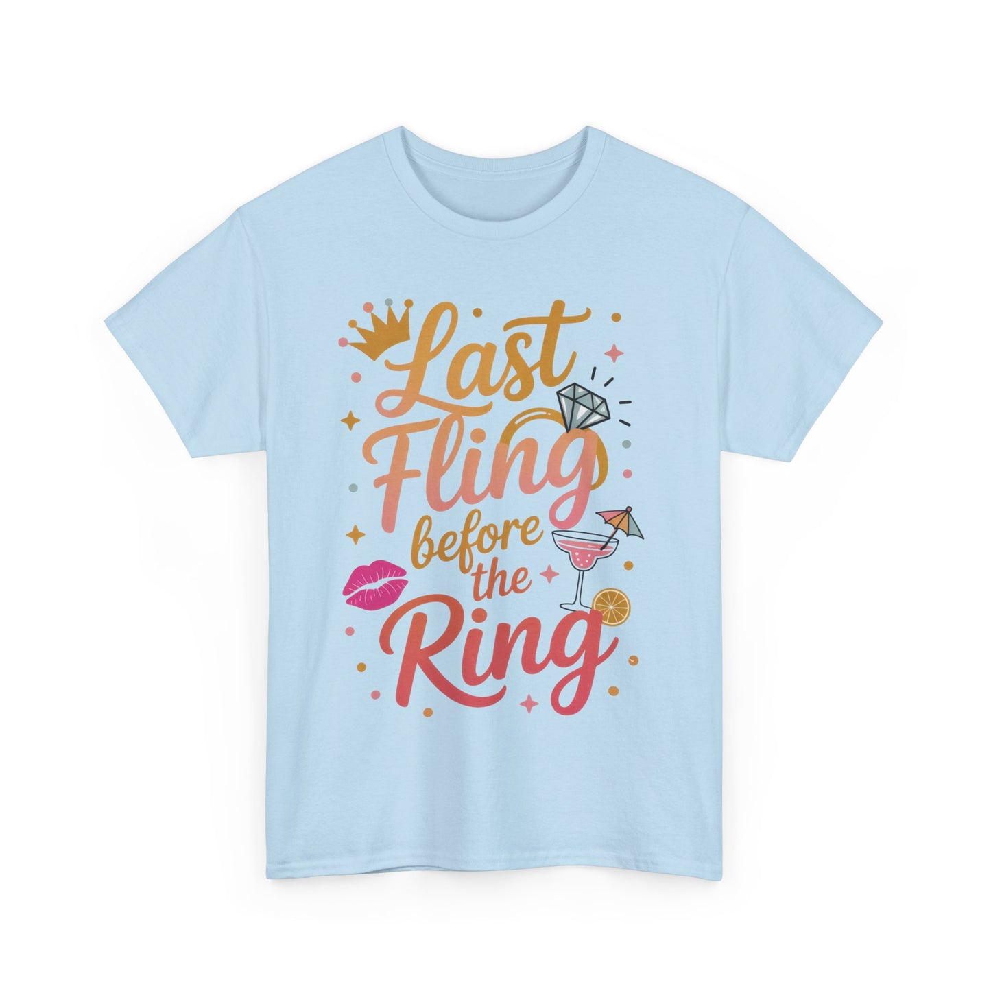 Last Fling Before the Ring T-Shirt, Bachelorette Party Tee, Bridesmaid Wedding Tee, Hen Party Matching Top, Bridal Shower, Bridesmaids Gift