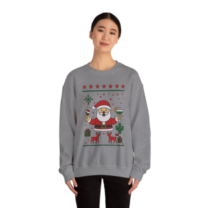 Funny Santa Women's Christmas Sweatshirt, Holiday Party Pullover