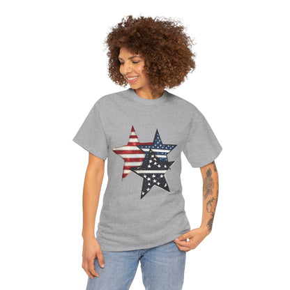 Patriotic Star Unisex Tee, USA Pride T-Shirt, Independence Day Outfit, All-American Style Shirt, Gift for Veterans, 4th of July Celebration