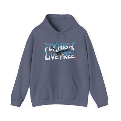Mens Heavy Blend™ Hooded Sweatshirt, Fly High Live Free Eagle Mens Hoodie Streetwear