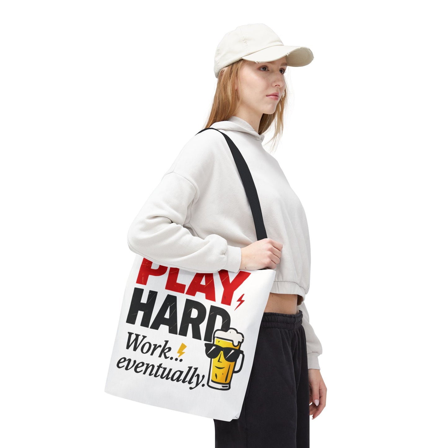 Play Hard Tote Bag - Fun, Stylish, Tote for Work & Play, Summer, Gift, Beach Bag, Everyday Carry, Beach Weekender Bag, large canvas bag