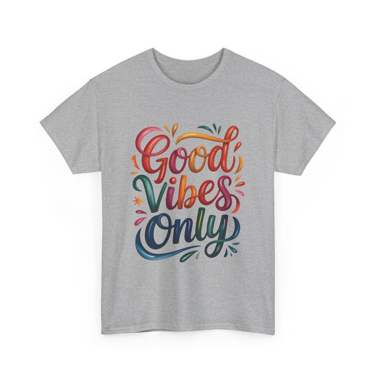 Good Vibes Only Womens Heavy Cotton Tee, Casual Wear, Gift for Friends, Relaxed Fit, Summer Style, Positive Affirmation Shirt