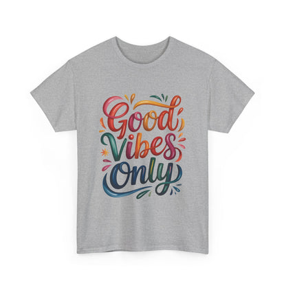 Good Vibes Only Womens Heavy Cotton Tee, Casual Wear, Gift for Friends, Relaxed Fit, Summer Style, Positive Affirmation Shirt