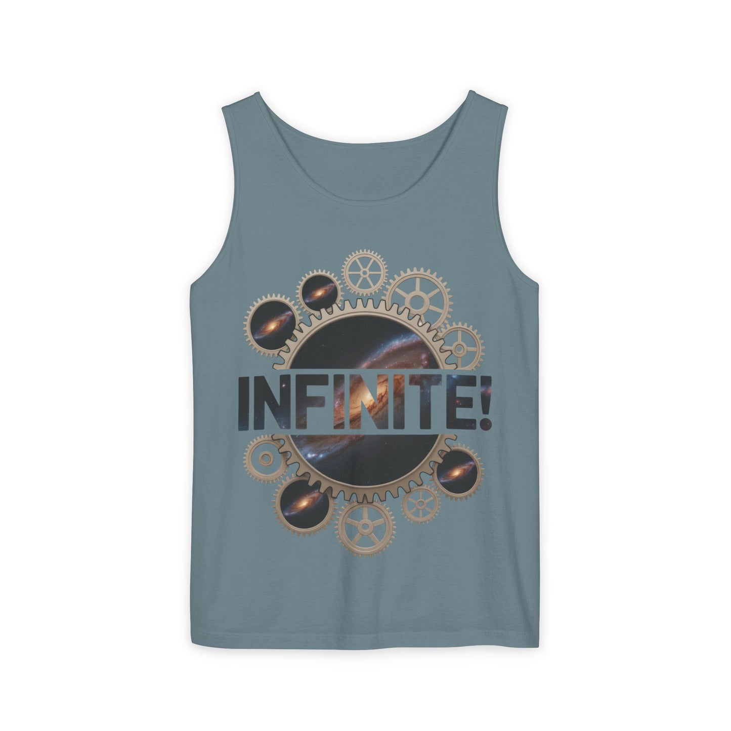 Men's INFINITE! Steampunk Space Gears T-Shirt, Cosmic Mechanical Design Tee for Sci-Fi & Engineering Lovers, Workout Shirt
