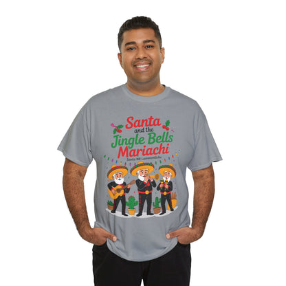 Santa and the Jingle Bells Mariachi, Funny Mexican Christmas T-Shirt, Latin Fiesta Holiday Tee, Navidad Humor Shirt