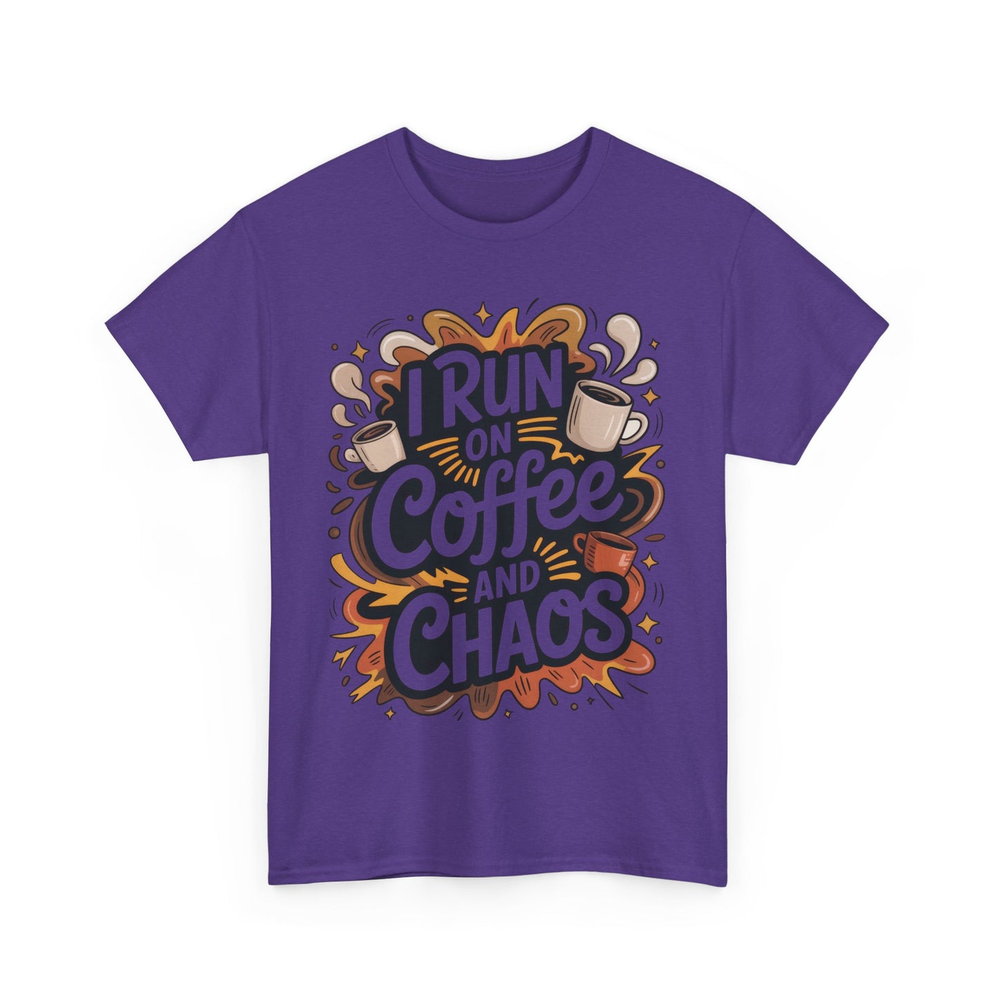 Run on Coffee and Chaos Tee, Unisex Cotton T-Shirt, Coffee Lover Gift, Casual Wear, Perfect for Relaxing Days