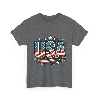 Patriotic USA T-Shirt, Unisex Heavy Cotton Tee for Independence Day, Memorial Day, 4th of July, Casual Wear, Gifts