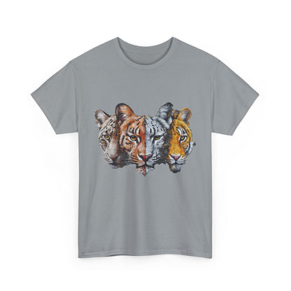 Wildlife Fusion Unisex Heavy Cotton Tee - Nature Lover's Apparel, Tiger Graphic Shirt, Animal Enthusiast Gift, Eco-Friendly Fashion