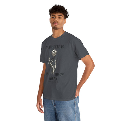 Your Fate Mens Heavy Cotton Tee, Skeleton Dice Graphic T-Shirt, Trendy Gift for Gamers, Gambling Tee, Unique Quote Apparel
