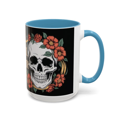 Eternal Mind Endless Flame Mug, Gothic Skull - Floral Coffee Cup, Dark Romantic Gift for Halloween or Everyday Use, Coffee Mug (11, 15oz)
