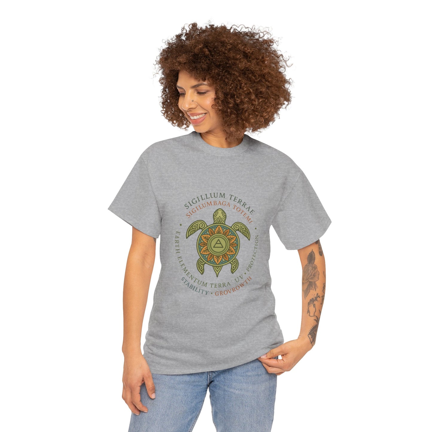 Earth Totem Turtle Unisex T-Shirt, Sigillum Terrae Symbol, Elemental Growth Unisex Tee, Spiritual UV Protection Shirt, Nature Symbol Gift