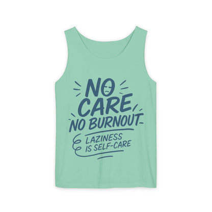 Mens Lazy Life Tank Top, No Care No Burnout Funny Quote, Workout Gym Sleeveless Shirt, Humor Gift for Him, Gift for Mental Health Awareness