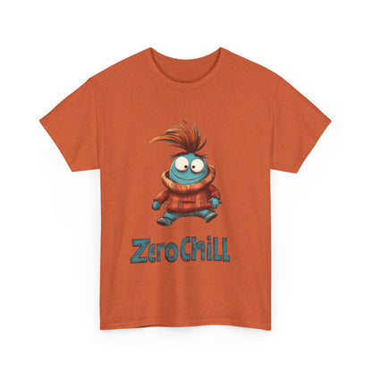 Zero Chill Funny Cartoon Character Tee, Quirky Cute Monster Shirt, Chill Vibes Humor Gift, Fun Cartoon T-Shirt, Chill Vibe Shirt