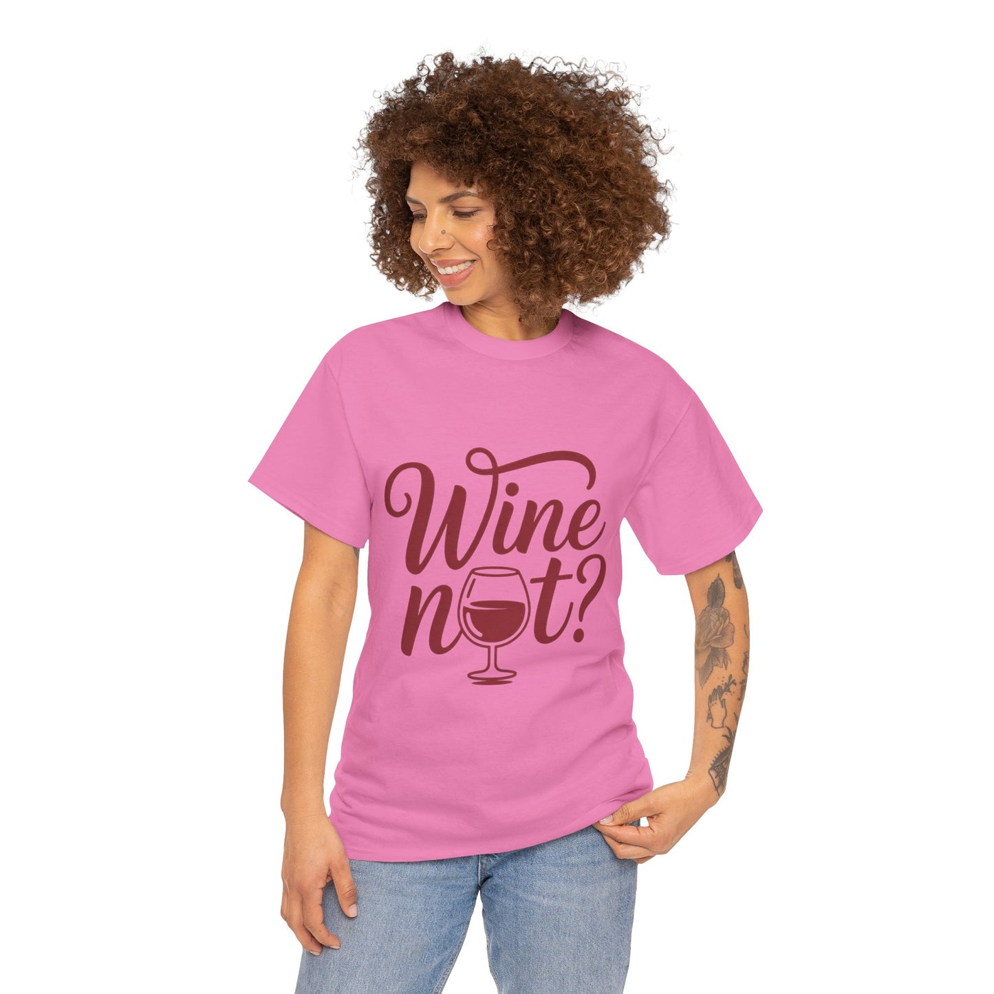 Funny Wine Lover Shirt, Wine Not Graphic Tee, Unisex Heavy Cotton T-Shirt,  Pun Shirt for Wine Drinkers & Party Vibes, Gift for Wine-tasting