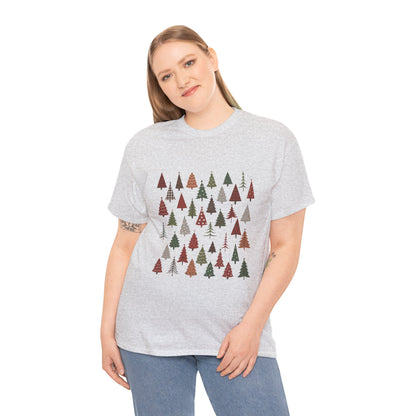 Minimal Christmas Tree T-Shirt, Boho Holiday Tee for Women