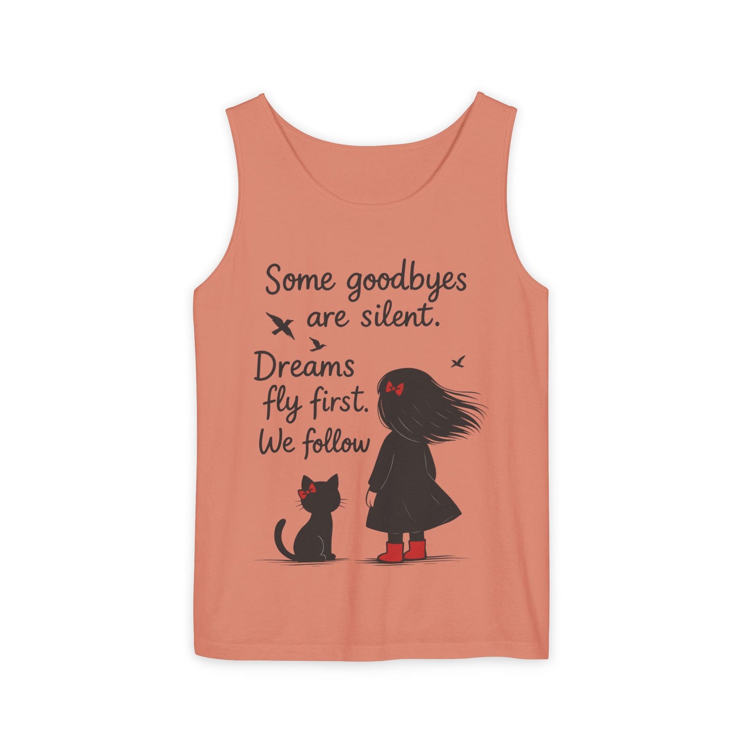 Minimalist Tank Top, Womens Tank, Girl & Cat Art Print, Emotional Lightweight Summer Shirt,  Inspirational Apparel, Cat Lover Gift