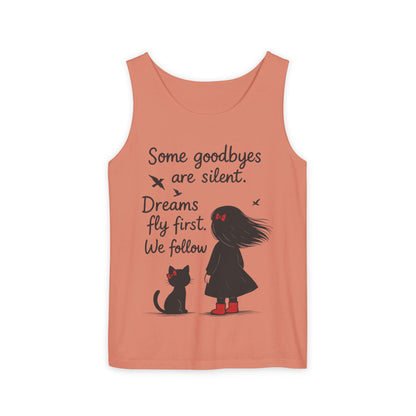 Minimalist Tank Top, Womens Tank, Girl & Cat Art Print, Emotional Lightweight Summer Shirt,  Inspirational Apparel, Cat Lover Gift