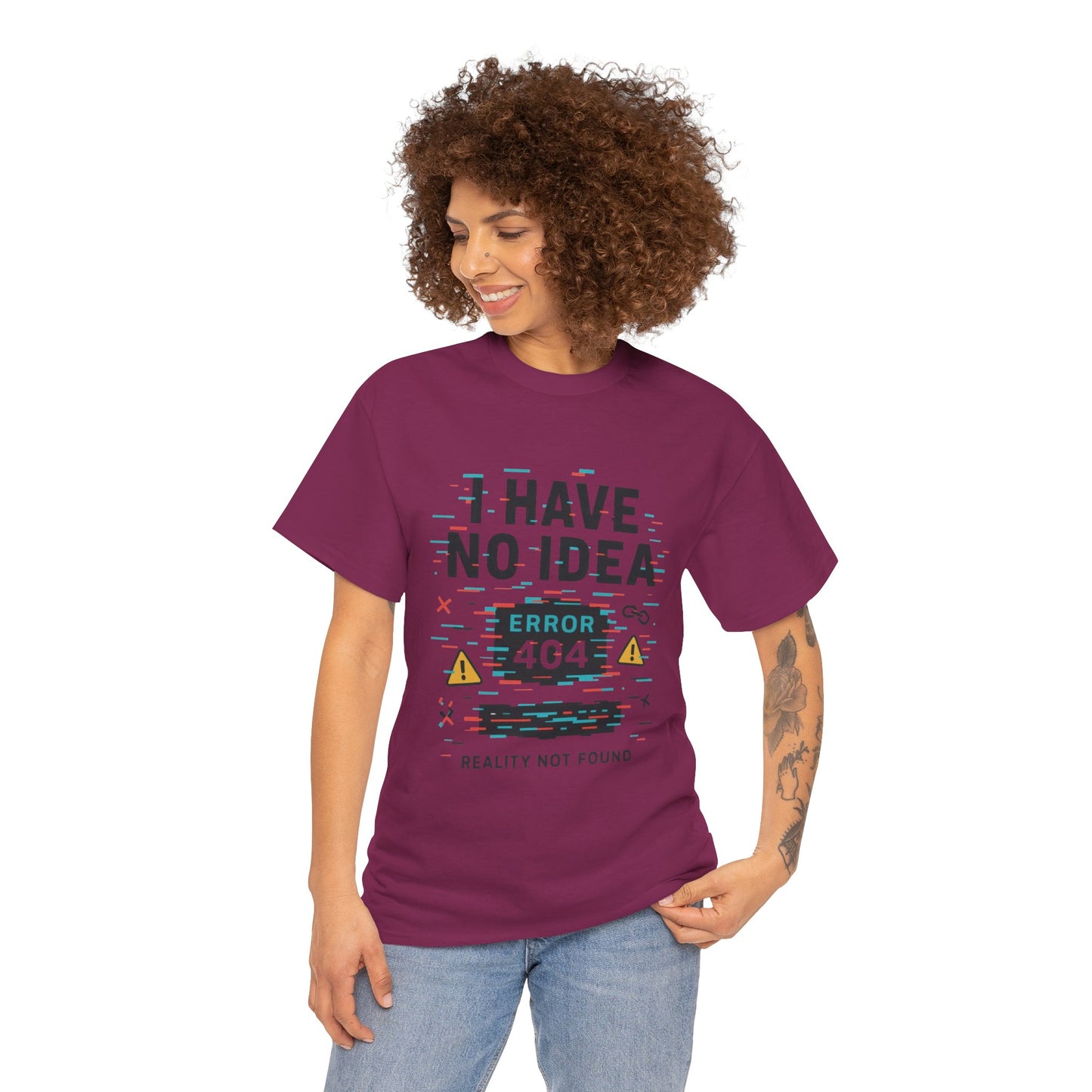 Funny Error 404 Unisex Heavy Cotton Tee, Graphic Tee, Humor Shirt, Gift for Tech Lovers, Casual Wear, Unique T-Shirt