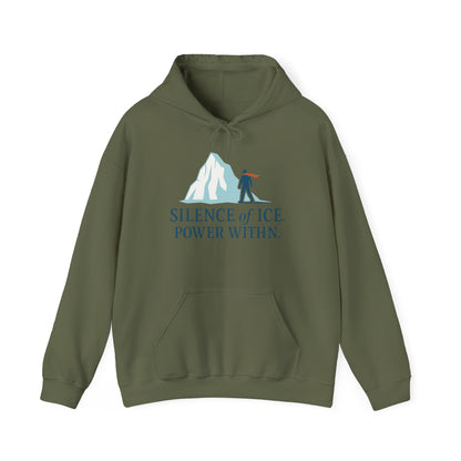 Men's Heavy Blend™ Hooded Sweatshirt, Silence of Ice Power Within Hoodie, Nordic Minimal Iceberg Graphic Streetwear