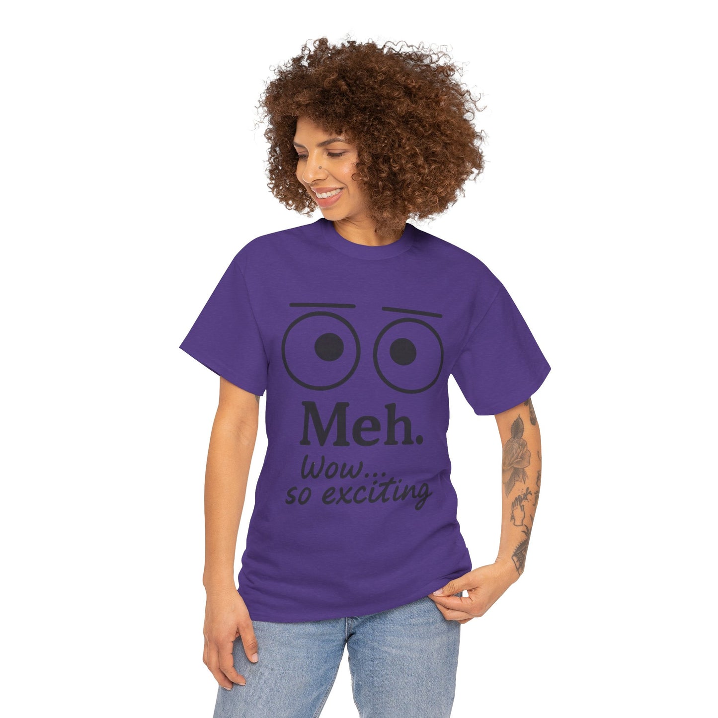 Funny Unisex Heavy Cotton Tee - 'Meh' Graphic Shirt, Casual Wear, Gift for Friends, Humor Tee, Everyday Outfit
