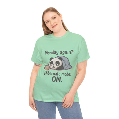 Funny Panda Hibernate Womens Tee, Cute Animal Shirt, Unisex Cotton Tee, Gift for Lazy Days, Monday Motivation T-shirt